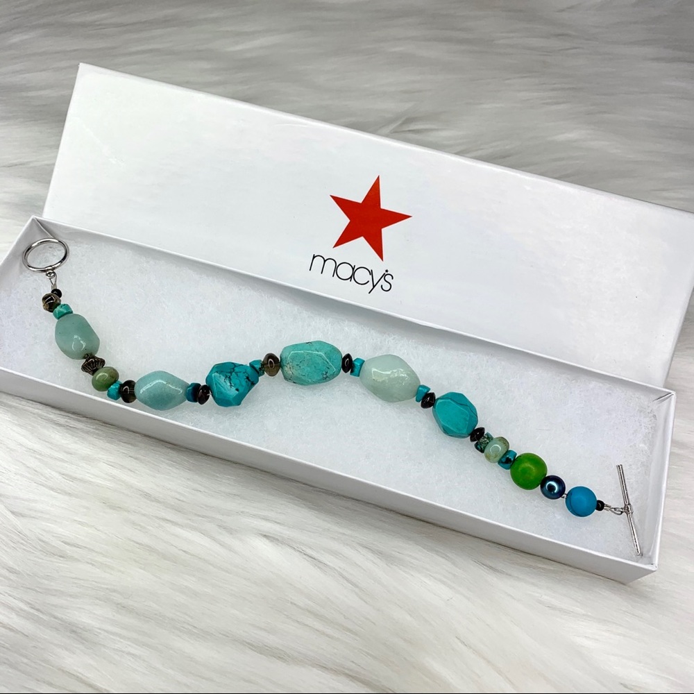 Turquoise and Silver Beaded Bracelet
